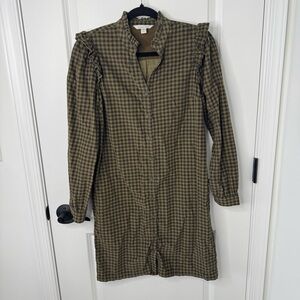 Garnet Hill Daphne corduroy gingham button down Long Sleeve Dress XS